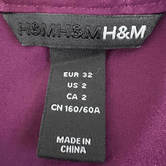 H&M Ruffle Mini Skirt Purple Satin Size 2 - Picture 5 of 8